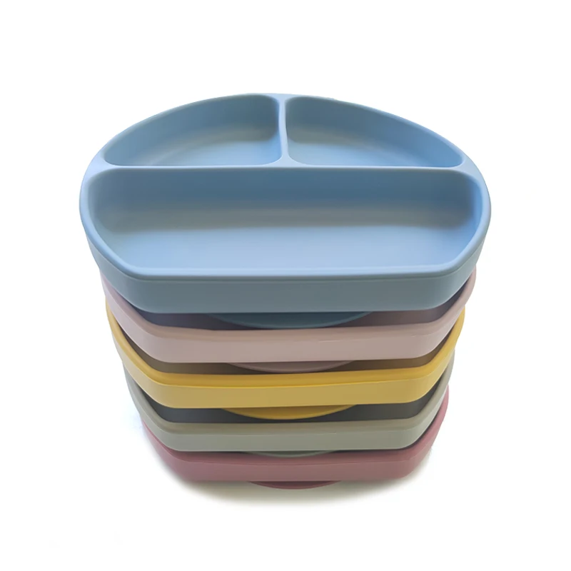 6 pcs Baby Feeding Bowl Set Food Grade Silicone Plate With Lid Suction Children Feeding Bpa free bib baby products hot selling 2
