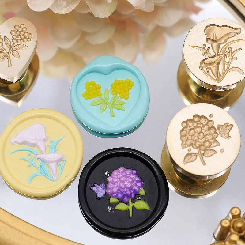 3D Shape Tree Leaves Custom Logo  Brass Head Wood Stamp