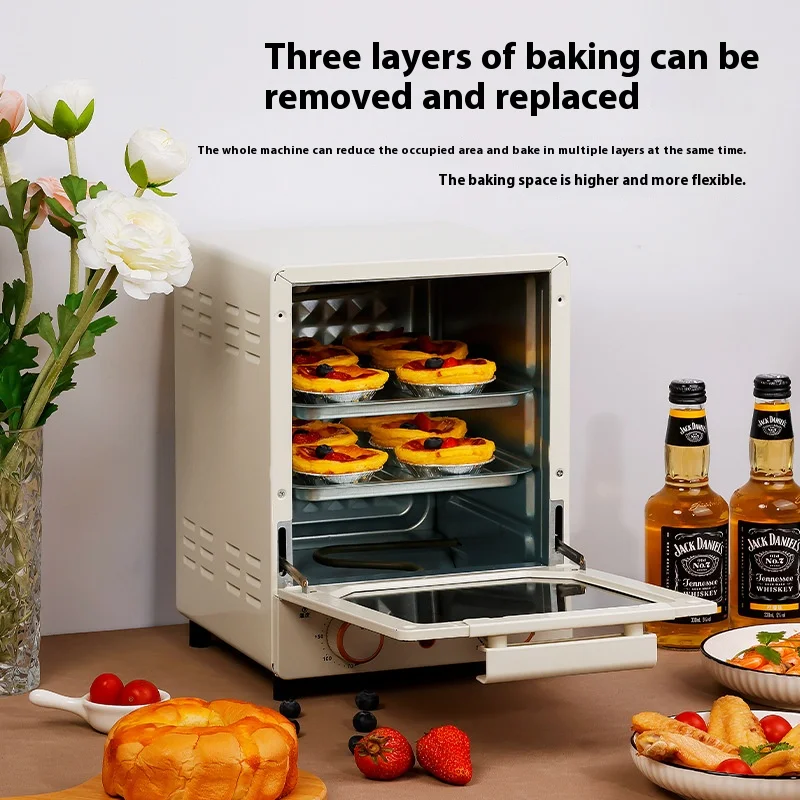 15L Mini Vertical Electric Oven 3-Layer Baking Position Multifunctional Oven Explosion-Proof Safety Small Oven