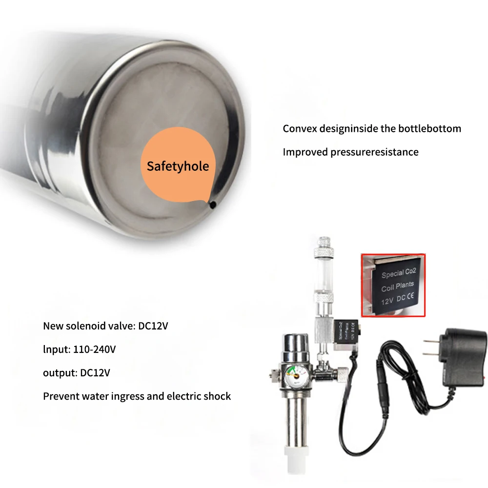 DEM C01-10-100 1L Одноместный контактный зажим из нержавеющей стали датчик аквариум CO2 цилиндра генератор