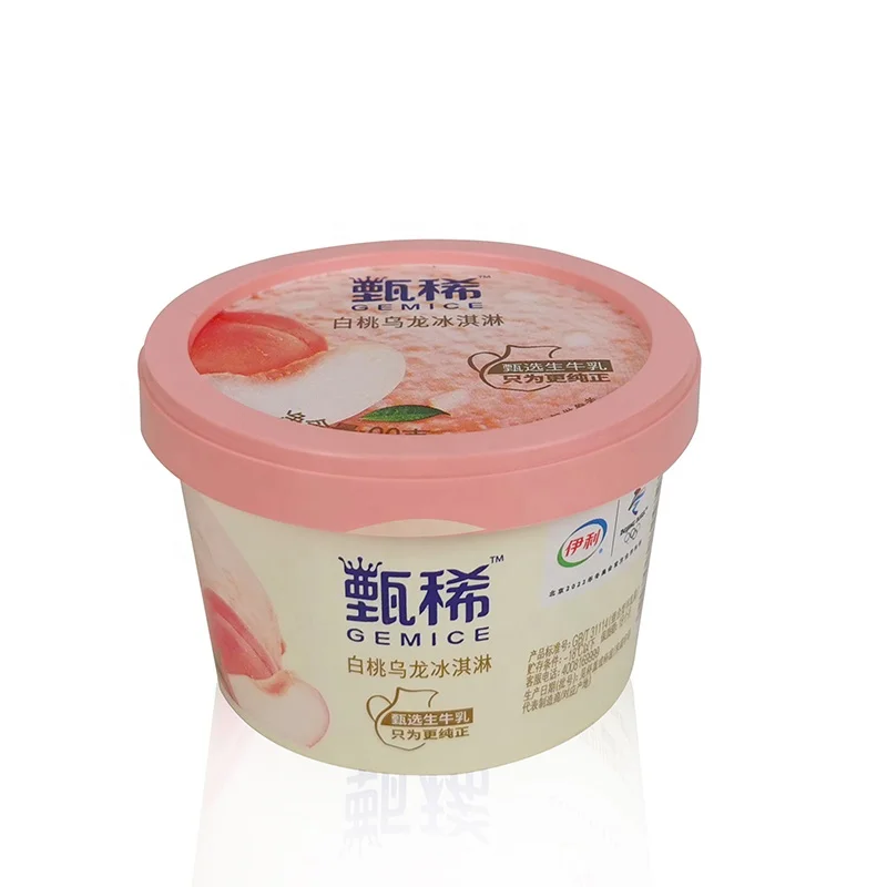 Pint print ice cream cup food grade bpa free eco friendly frozen safe 4oz 5oz 6oz ice cream cup pp with lid and spoon