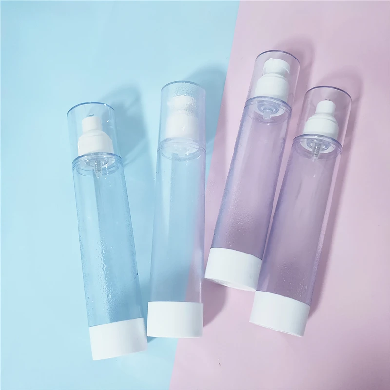 
Eco friendly refillable Cosmetic clear transparent white vacuum cream oil bottle custom color 30ml airless pump bottle 