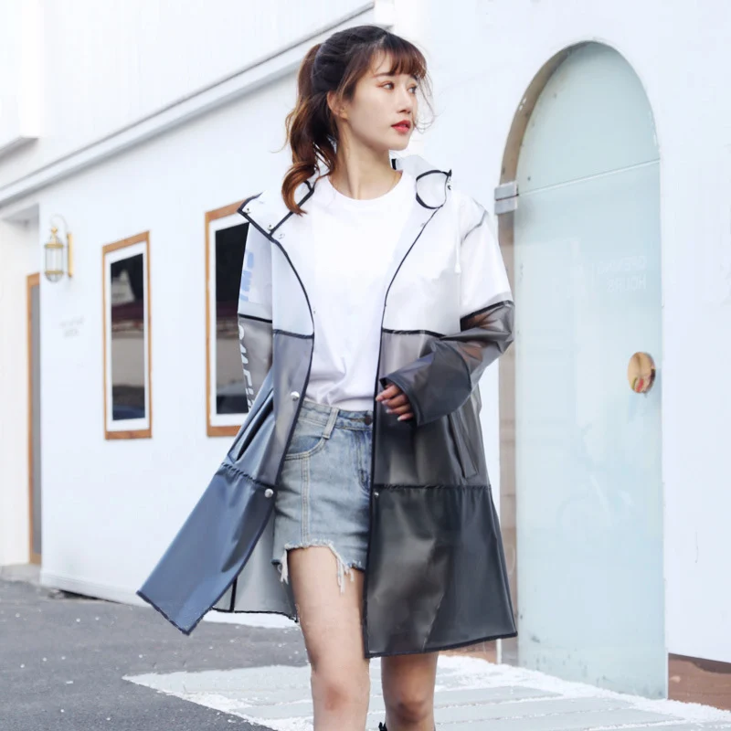 windbreaker waterproof zipper and color block womens TPU rain coats jackets with pocket