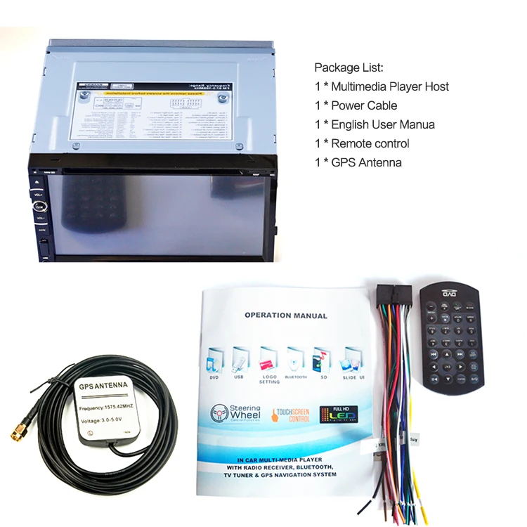 2 Din 6.95-inch Touoch Screen Universal GPS navigation Car DVD Player 6080