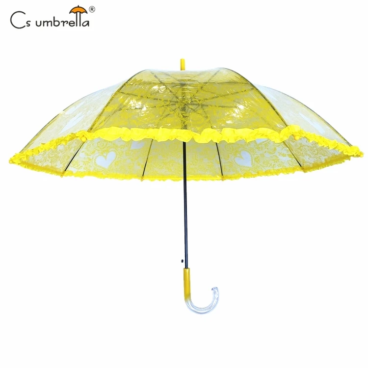YS-1075 High Quality Custom Printing Waterproof  Auto Open And Manual Close Straight Lace And Ruffle Straight POE Umbrella