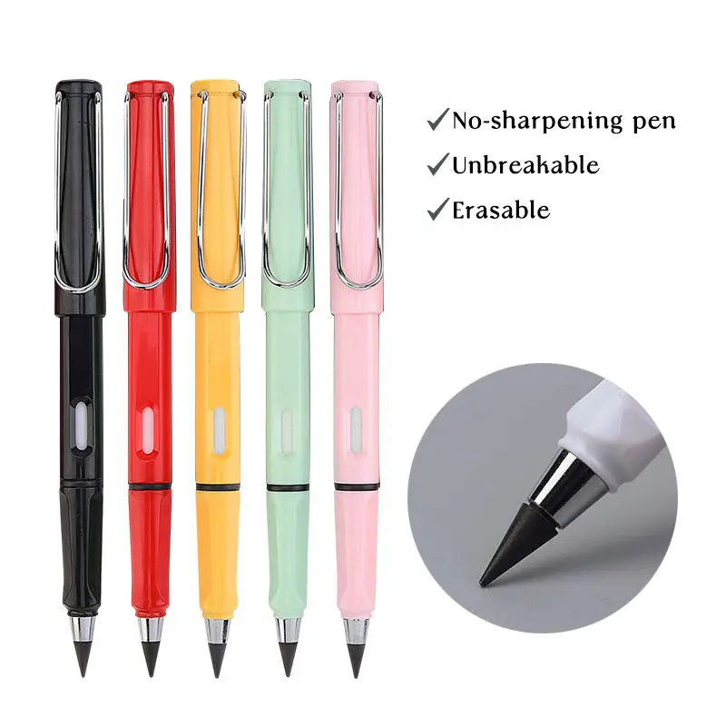 New Top Factory Sale Customized Logo Colorful School Or Office Shell Funny Plastic Mechanical No Ink Erasable Pencil