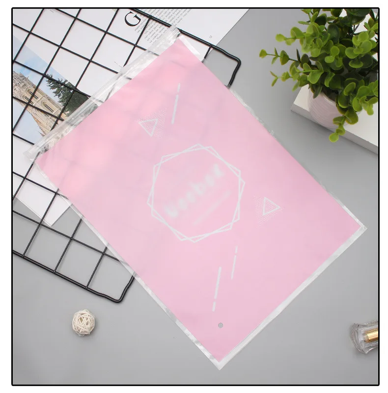 Transparent frosted zipper bag clothing bag pe plastic self-sealing underwear clothing bag logo printing custom
