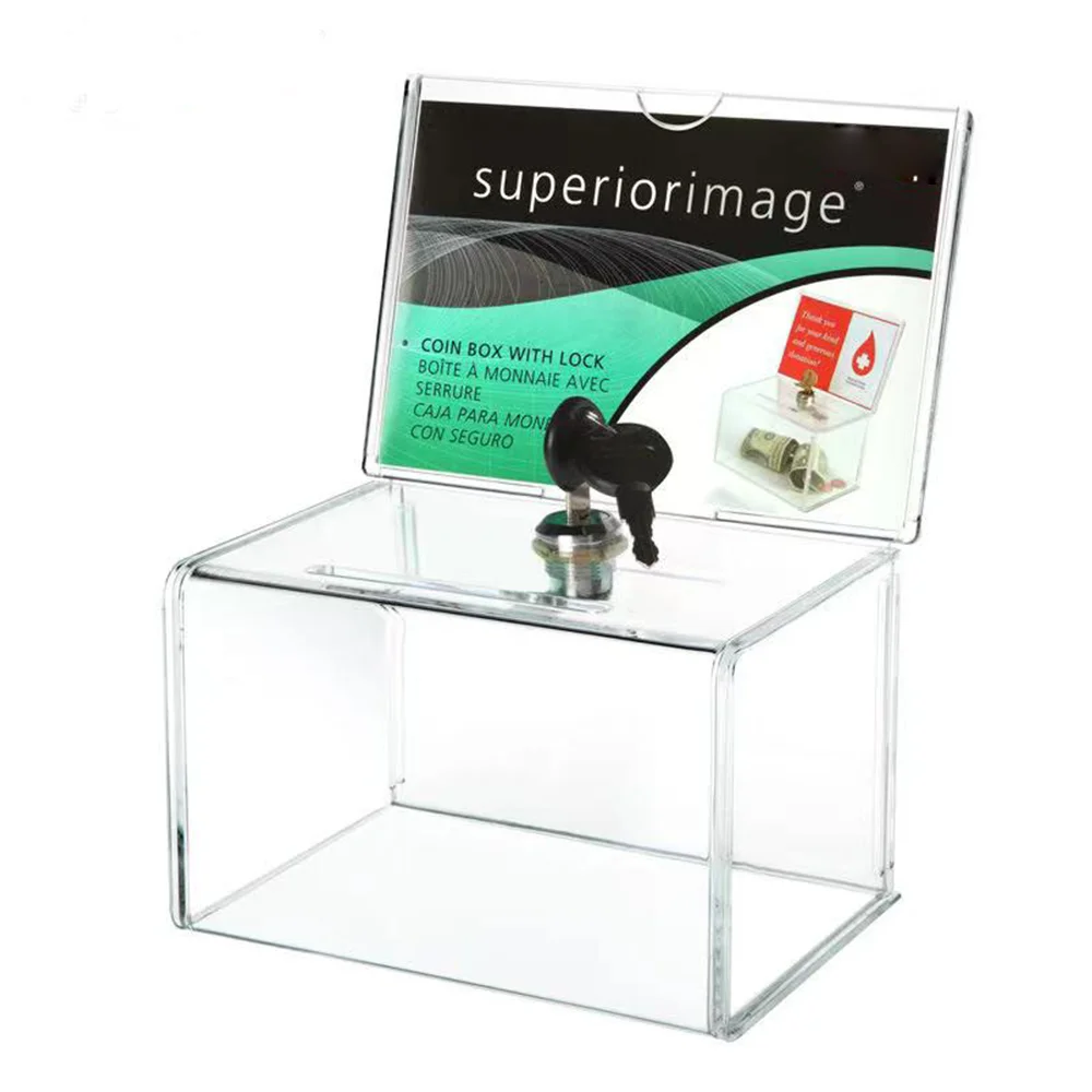 Acrylic Wedding Clear Crystal Money Box Gift Card Box with Lock For Wedding Reception Cards Sign