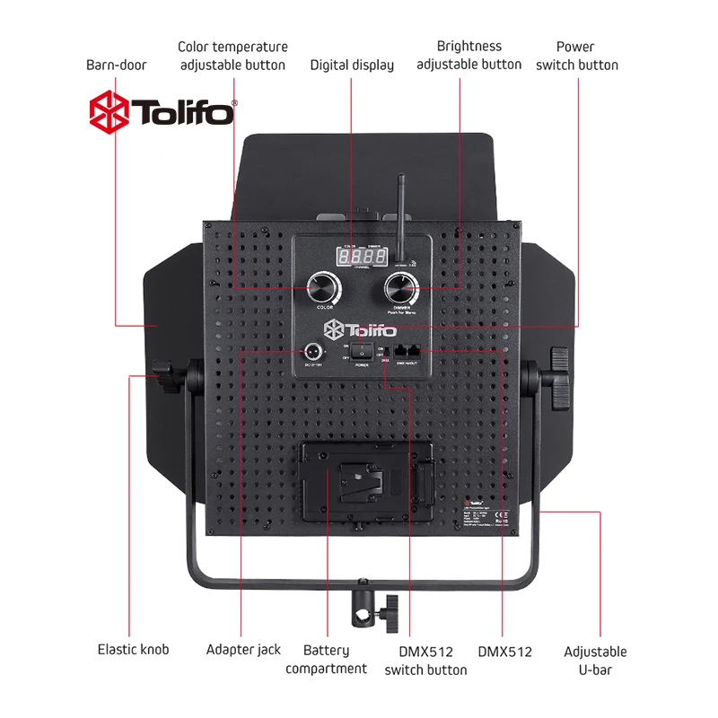Tolifo Hot Sale High Quality Studio Led Panel Light 3200-5600k Video Equipped with LCD screen