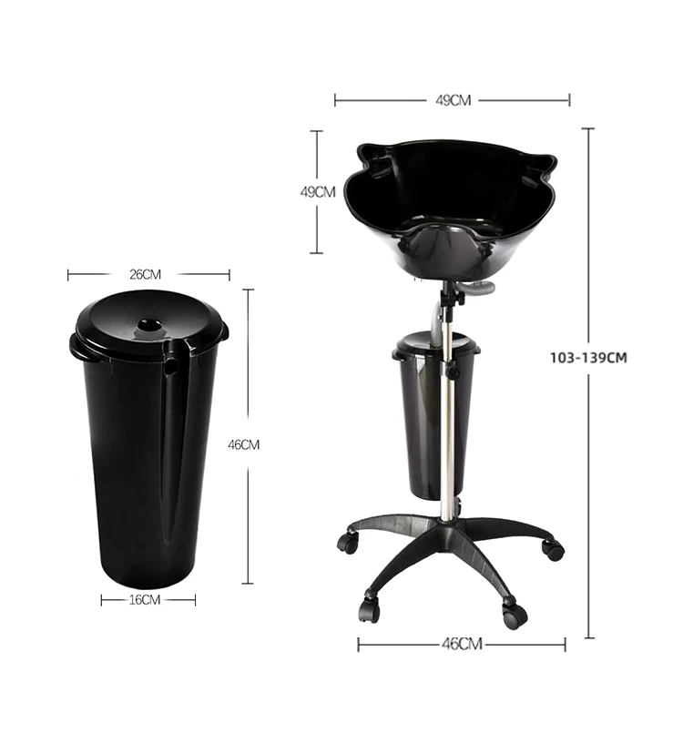 New Shampoo Basin Hairdressing 5-Wheels Rolling Salon Furniture Hair Wash for Hotel Living Rooms Barber Salons Beauty Shops