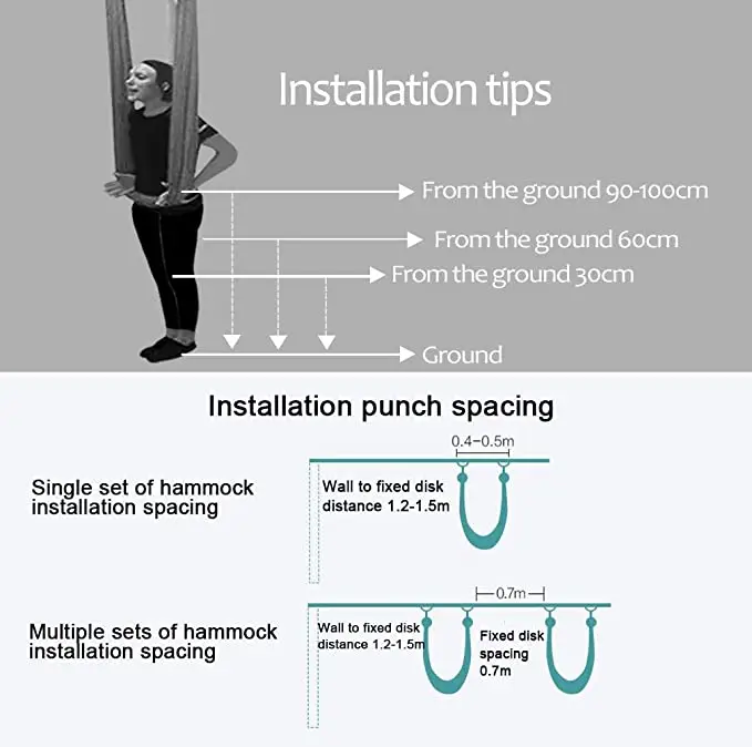 Aerial Yoga Hammock Set 5.5m x 2.8m  6Yards 40D Nylon Gradient Ombre Air Yoga Swing Hammock