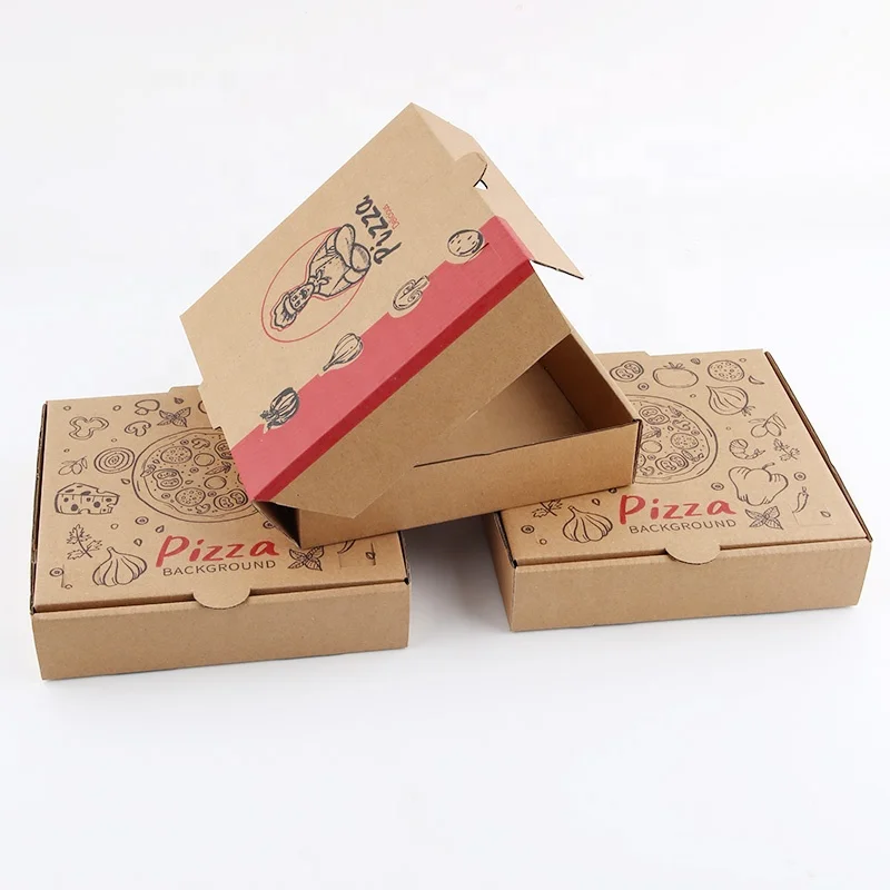 Factory wholesale custom logo printing multi-color corrugated pizza food packaging boxes