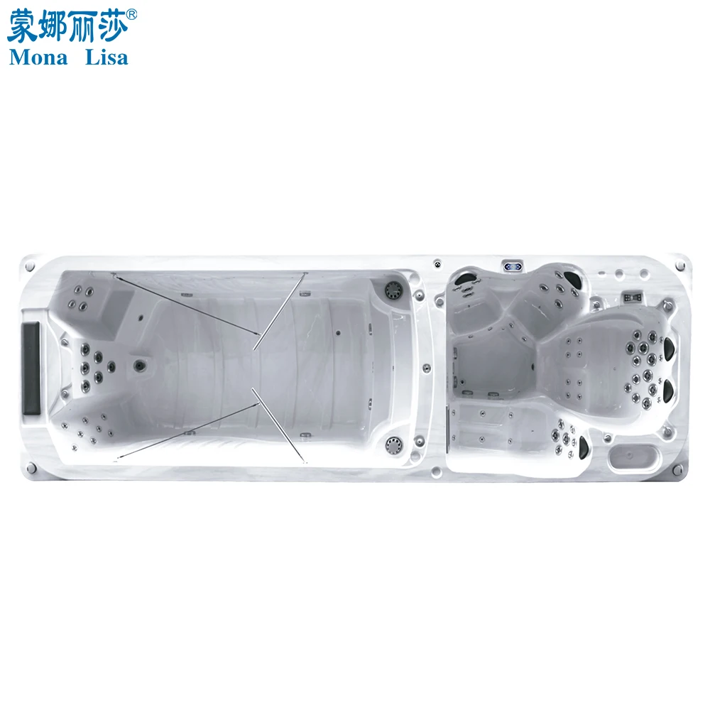 6.8 meter length dual zone freestanding super luxury US Optix Acrylic hydro massage outdoor swim spa (M-3373)