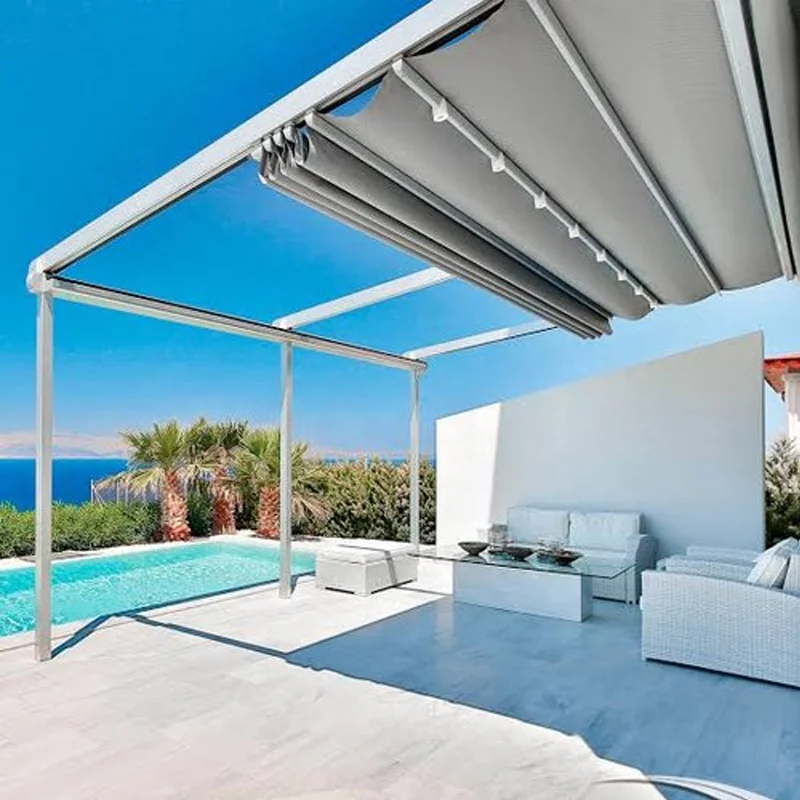 Motorized canopy roof retractable pergola gazebo retractable furniture awning pergola
