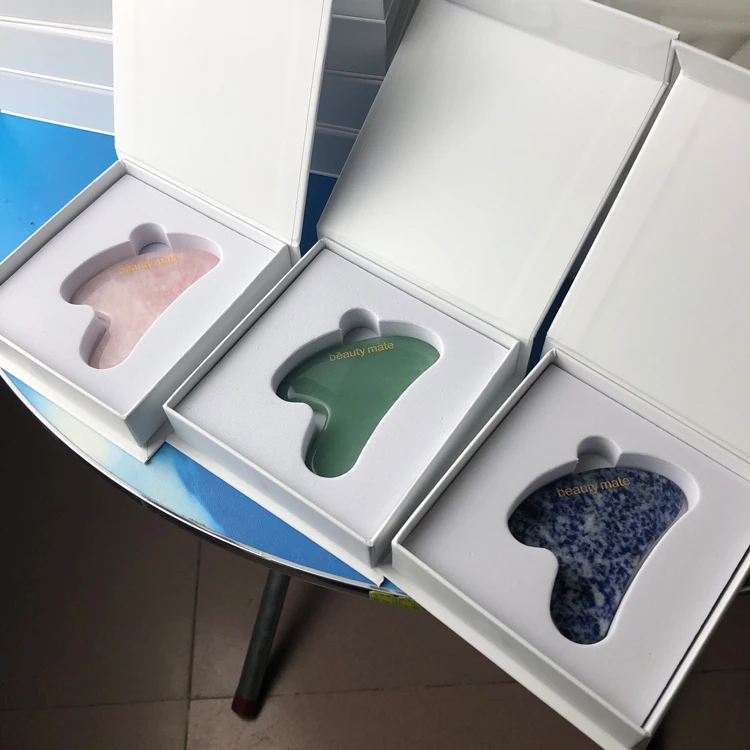 Facial agate scraping massage tool roller bian stone amethyst gua sha