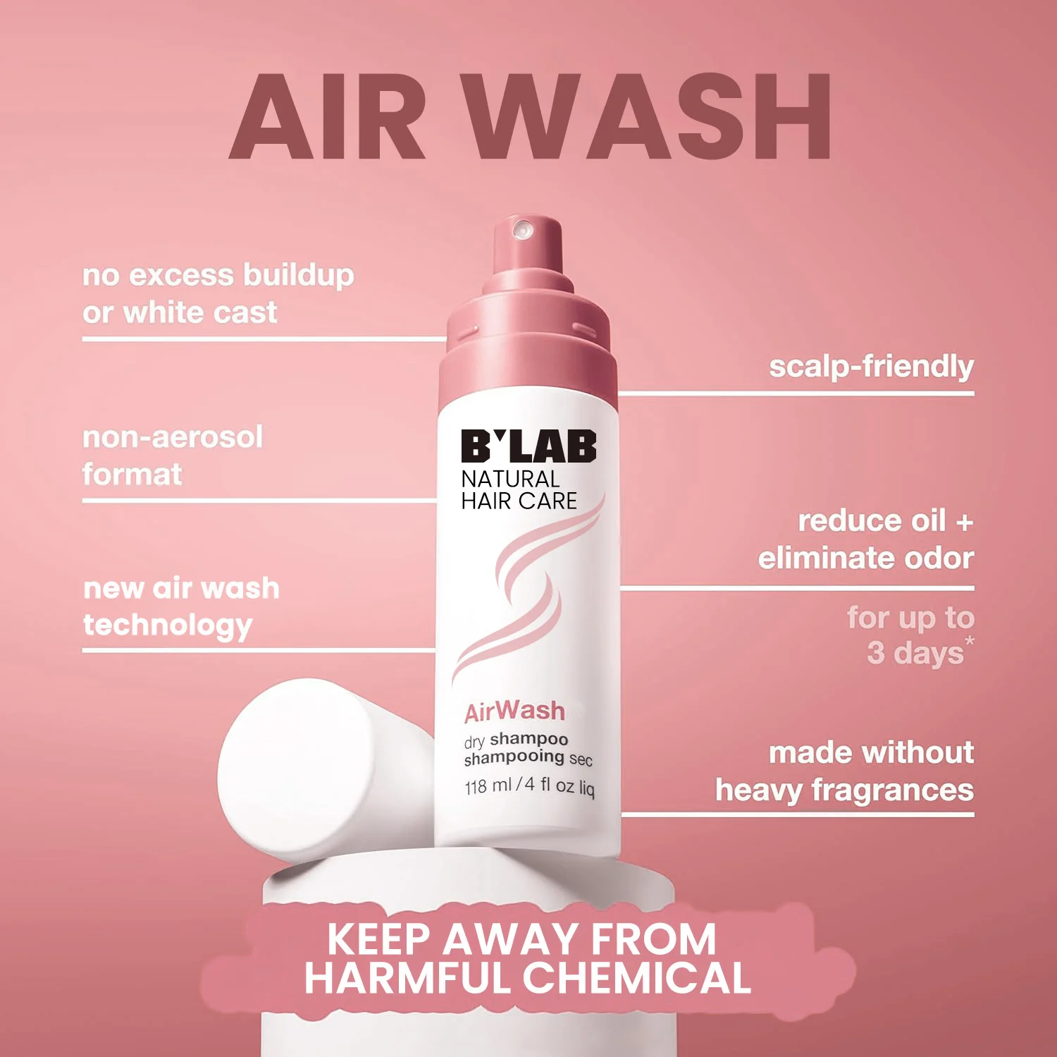 No Washing Dry Shampoo Hair Styling Private Label Remove Oil Scalp Friendly Air Wash Spray Powder Vegan Non Aerosol Dry Shampoo