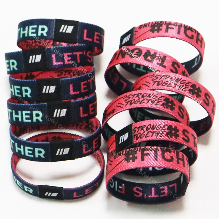 Factory Price Custom Kids Elastic Fabric Polyester Stretch NFC Wristband Stretch RFID Bracelet For Event With Woven Label