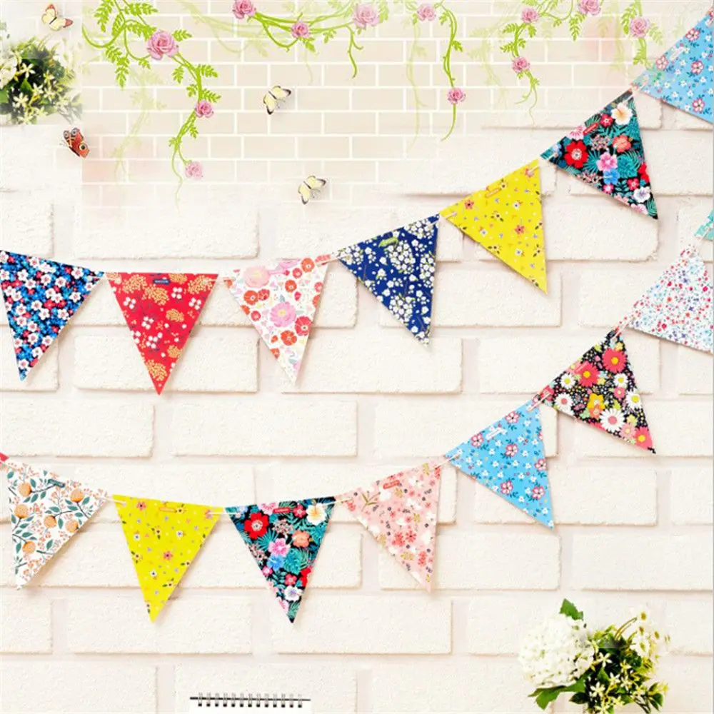 Wildflowers Bunting Banner Garland Green Vintage Floral Pennants