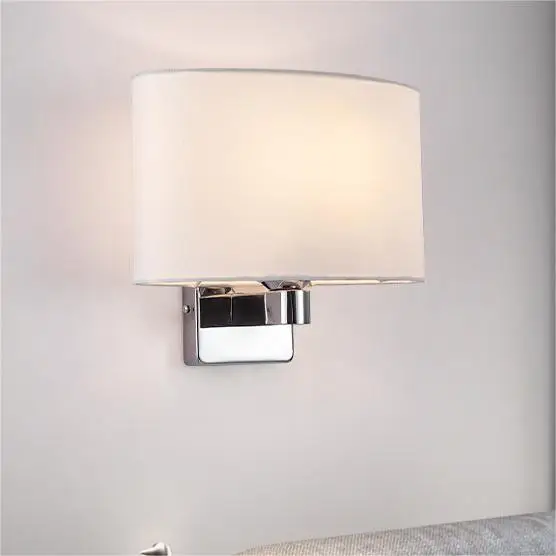 Fashionable best-selling living room background wall light high quality fabric bedroom bedside wall lamp Chrome for hotel