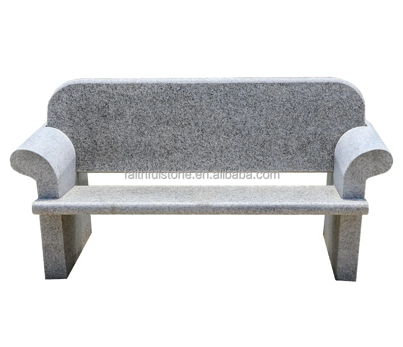 wholesale light grey colour granite stone bench chair for garden park