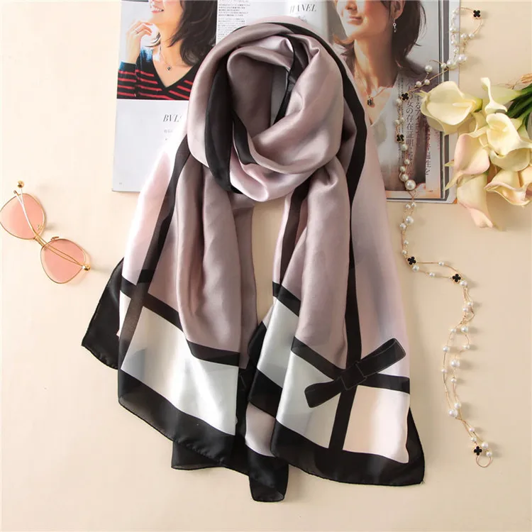
Classical Fashion Brand Designer Women Print Silk Scarf Travel Sunscreen Long Silk Scarf Shawl for Ladies 