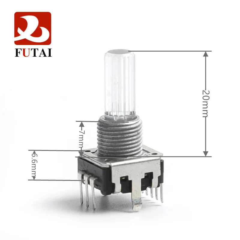 New LED-EC12 encoder multi-color light with switch 24 positioning digital pulse shaft length 20MM car audio encoder