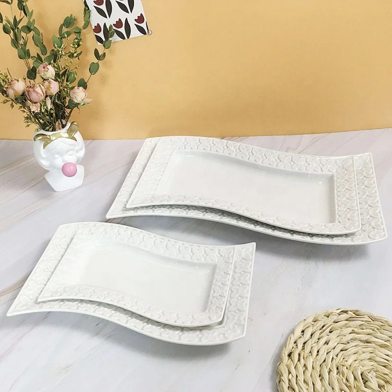 
High quality exquisite ceramic tableware ,ceramic dinner plate irregular shape plate for restaurant 