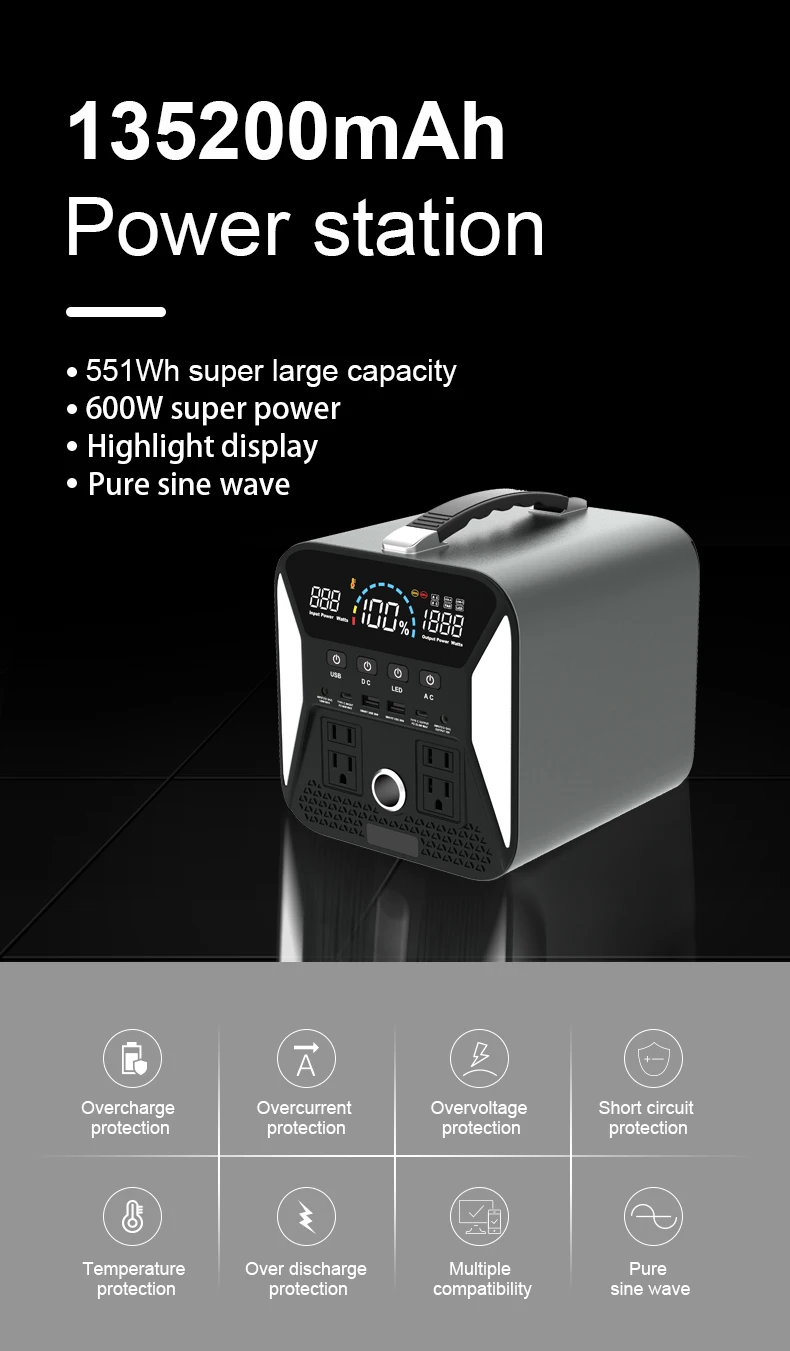IBD New Arrival Power Banks Portable Solar Power Station Lifepo4 500W Lithium Battery Portable Charger,Solar Power Generators