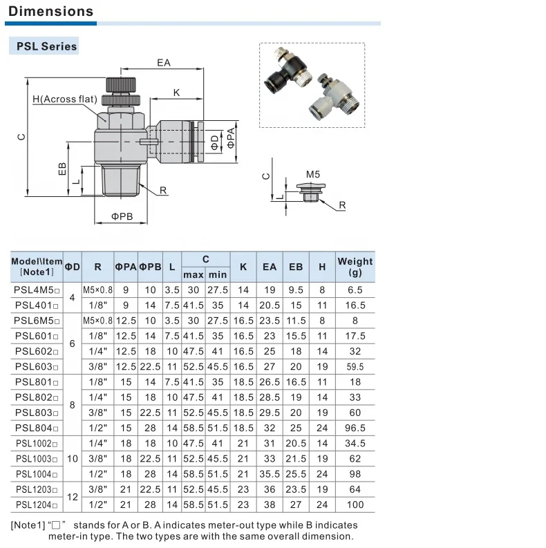 AIRTAC Brand L Type Air Flow Control Valve Cylinder Speed Control Connector