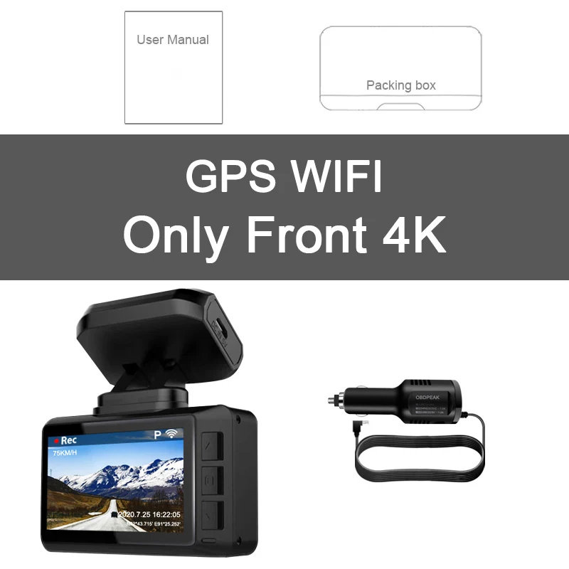 Лидер продаж 2021 автомобильная камера ночного видения 4K с Wi-Fi и углом обзора 170 градусов черная коробка для