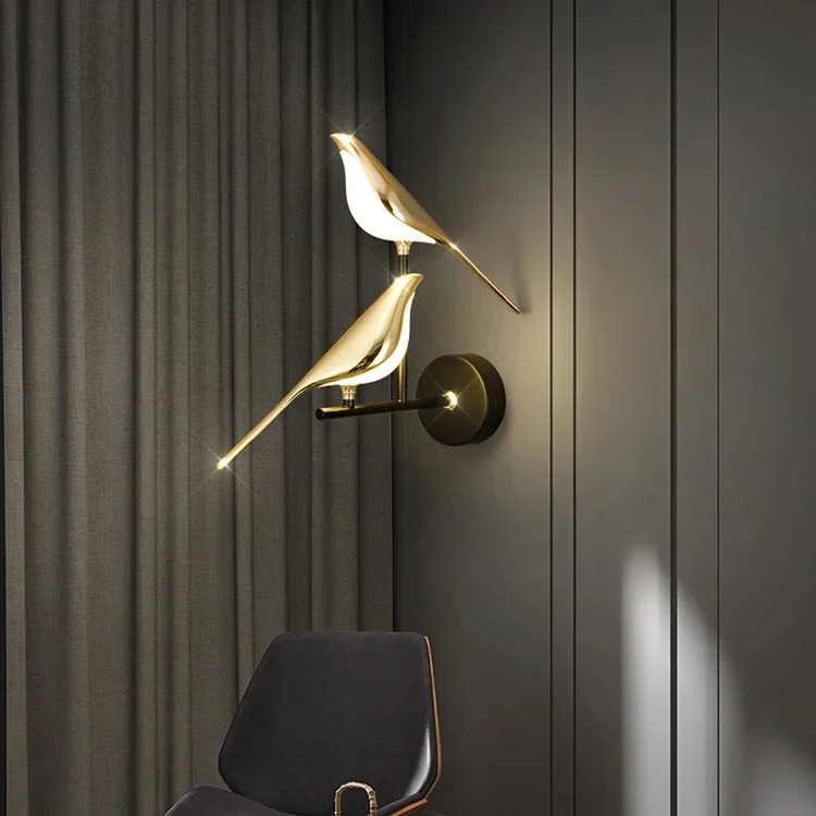 Manufacturer Direct Sales Magpie Minimalist Bedroom Creative Bird Desk Lamp Modern Living Room Corridor Staircase Wall Lamp