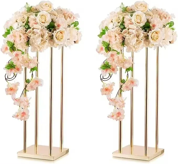 Wedding Flower Stand Rectangle Gold Metal Flower Stand for Wedding Party Table Centerpiece Wedding Flower Stand