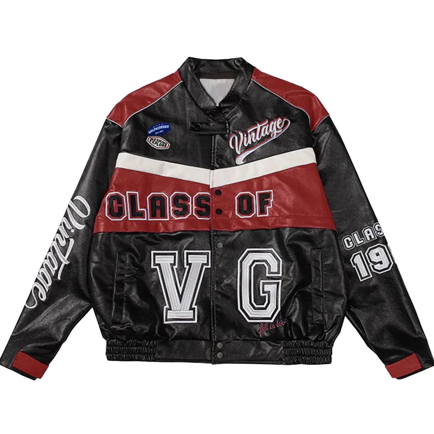 Patchwork Motorcycle Race Car Jackets Custom Logo Embroidery Silicone Patches Leather Varsity Jacket Men