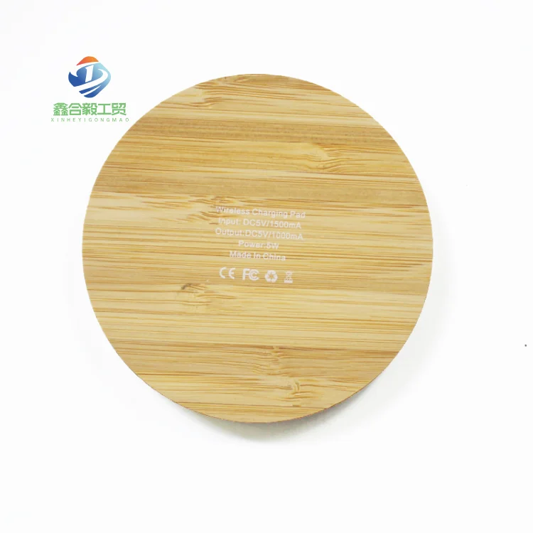 Customized Wooden Bamboo Flag Wireless Mobile Phone Charger round and Square Heart-Shaped Wireless Charging Portable Smartphone