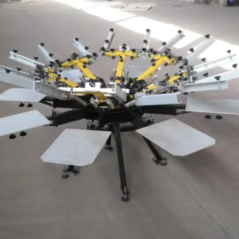 Full sets of 8 color 8 station t-shirt carousel silk screen printer with infrared flash dryer