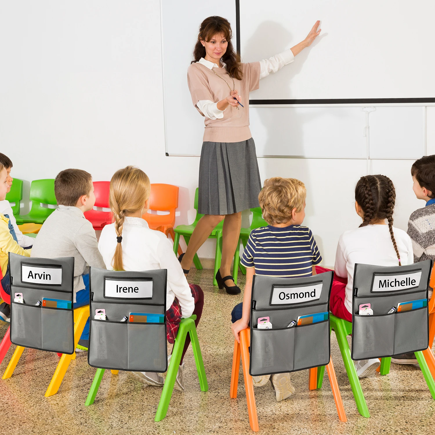 Chairback Buddy Pocket Chart Back of Chair Organizer Seat Organizer for Classroom with Name Tag Pocket