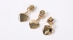 Colored Metal Material Nylon Zipper Slider Pull With Heart Puller For Clothing And Bags