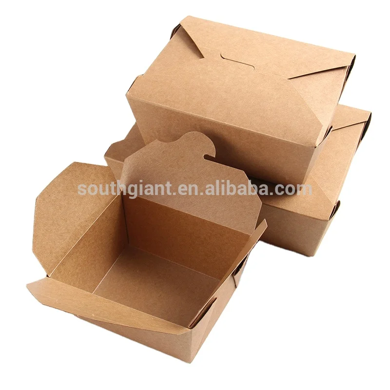 Custom Print Eco Chinese Kraft Paper Cardboard Take Out Away Carry Container Package Food Boxes