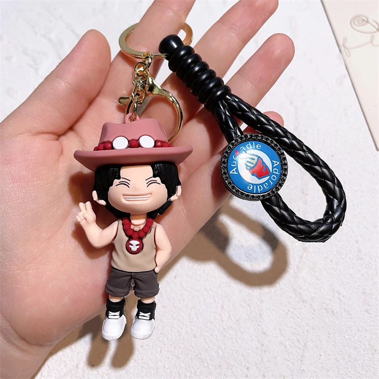 Wholesale 3d Japan Anime one Character piece Keychain Rubber Cartoon Pendant gift Luffy Key chains Pvc Keychains