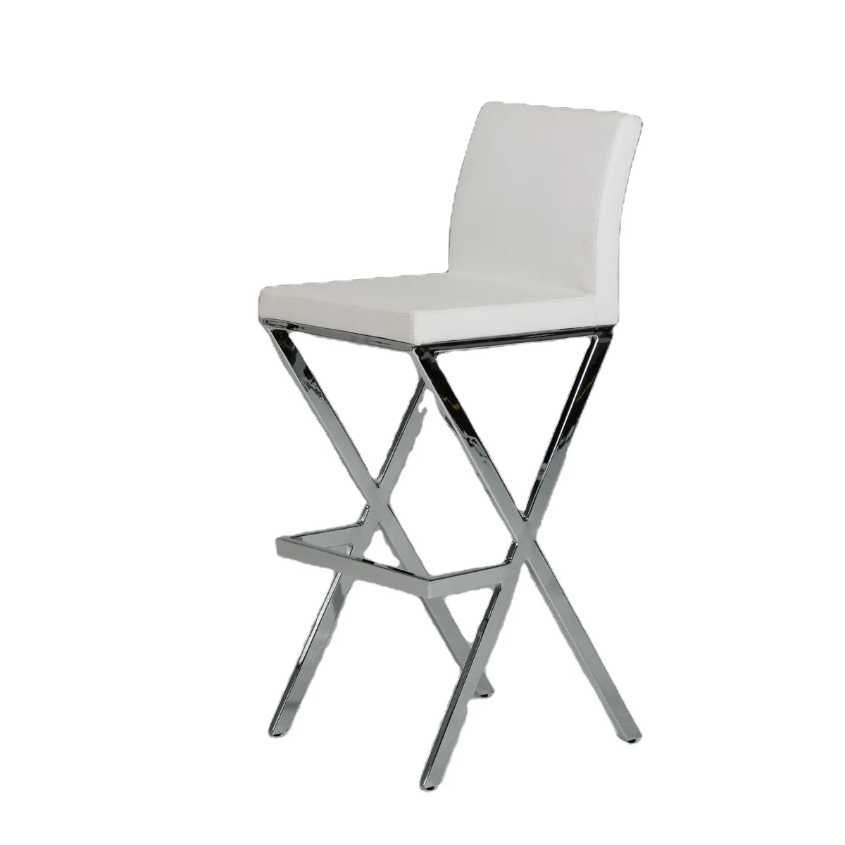 Luxury Modern Hand Made Nordic Style White PU Leather Bar Stools For Kitchen