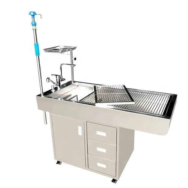 High quality rustproof stainless animal products veterinary use pet treatment table with sink