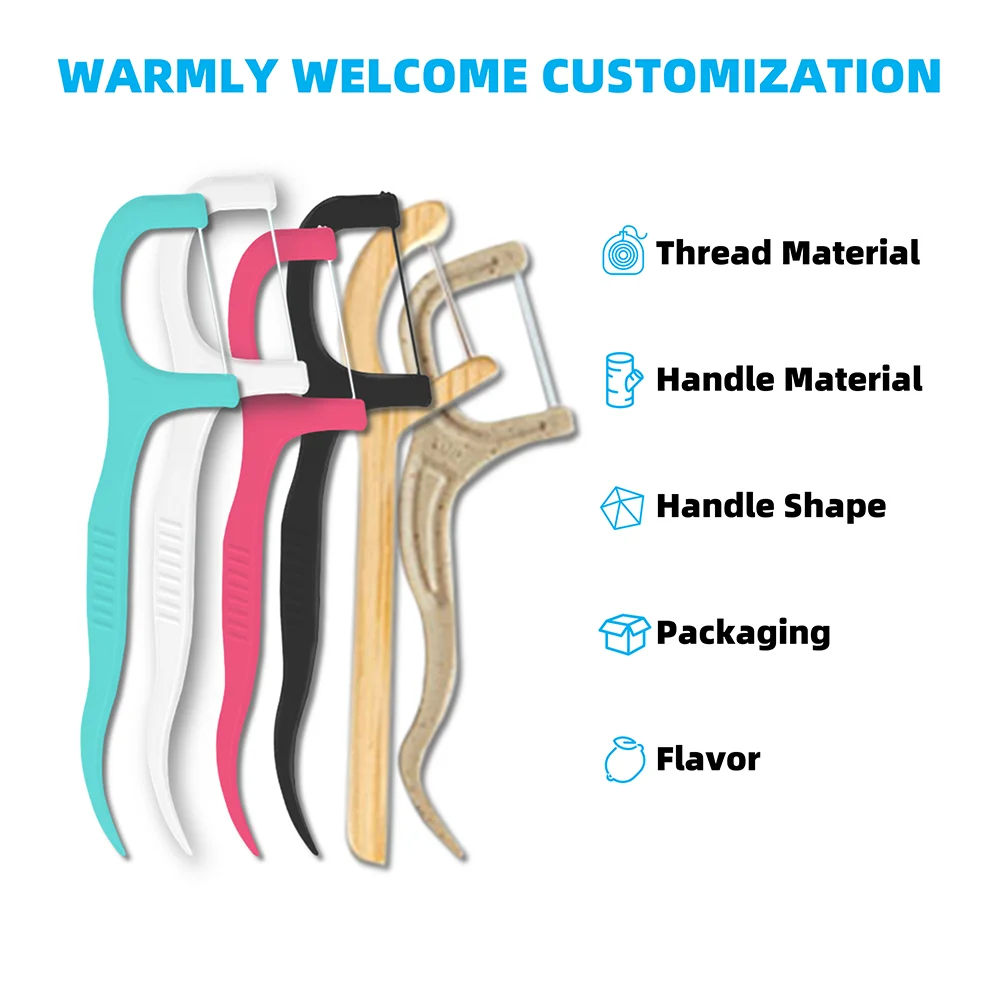 Custom Printed Free Sample Mango Single Picker Colored Tooth Cleaning Eco Manufacturer Dental Floss Picks With Nylon