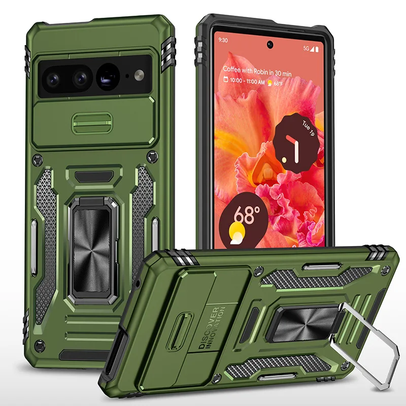 Mobile Phone Case Heavy Duty Hybrid 2 In 1 Armor Kickstand Phone Case For Google Pixe 7 Pro Ring Holder Back Cover