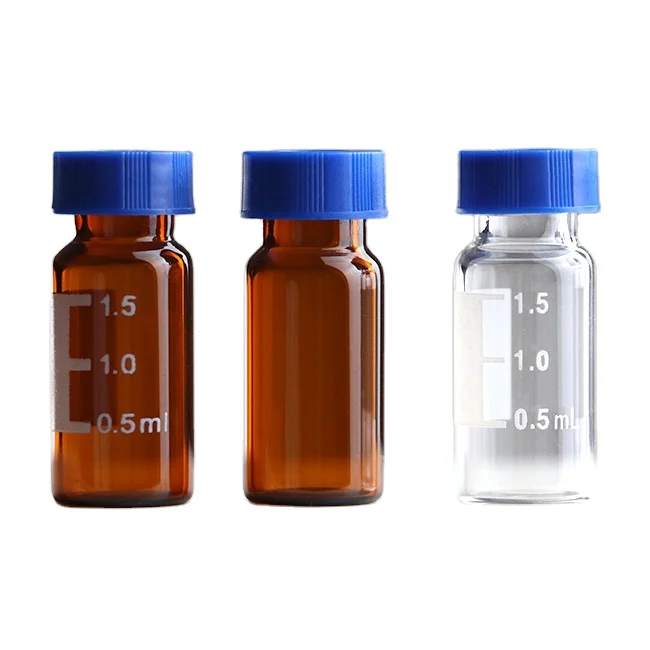 Transparent Screw Thread Clear Amber Borosilicate Glass Hplc Vial With Graduation For Laboratory