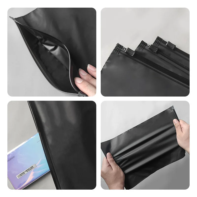 Custom Frosted Black Zipper Bag with Valve Sealing Handle Embossed Luxury PVC and PE Plastic for Clothing and Underwear