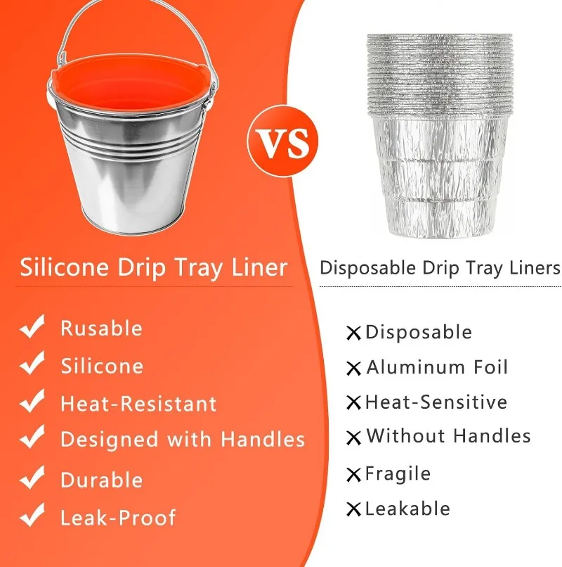 Grill Accessories Foldable Drum Lining Liner BBQ Oil Bucket Liner Silicone Oil Bucket Liner for Barbecue