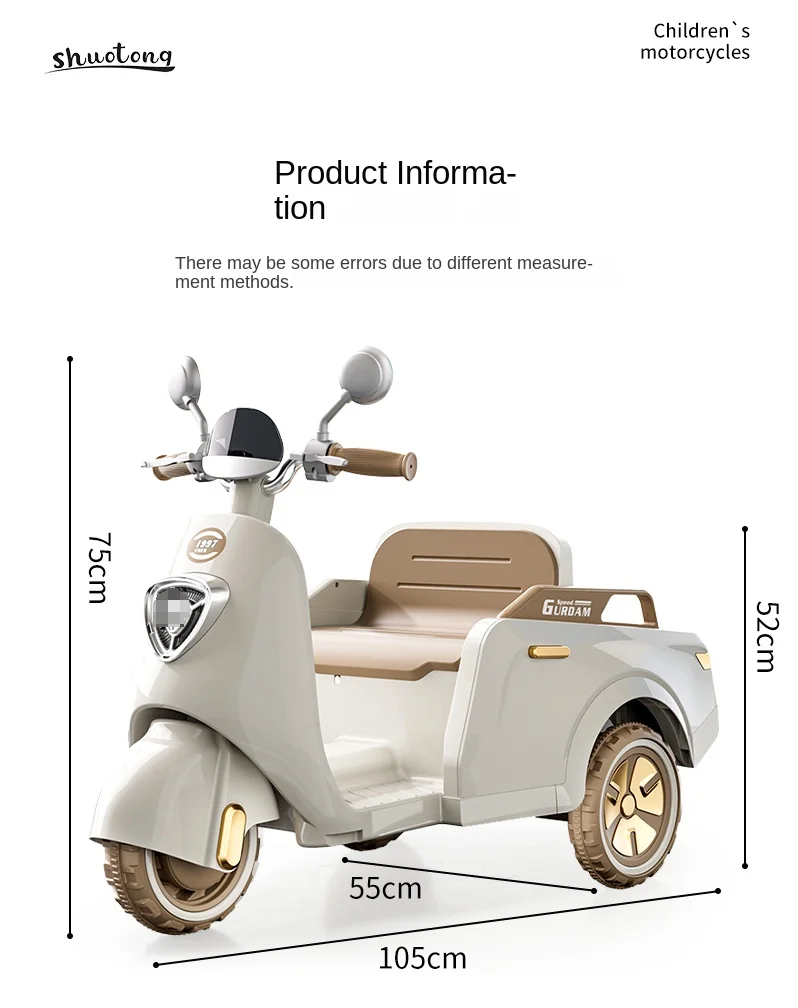 Electric Double Remote Control Toy Car Kids 2-4 Years Old Rechargeable 3-Wheel Tricycles Music Feature Perfect Gift Girls Babies