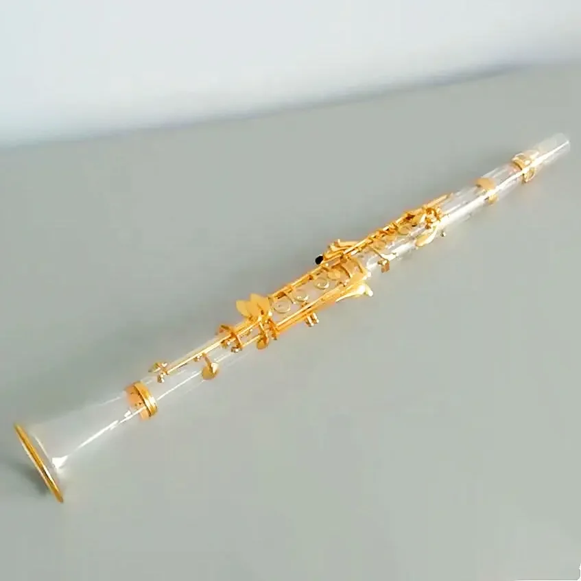 Extremely competitive price standard acrylic transparent clarinet 17 keys gold plated instruments