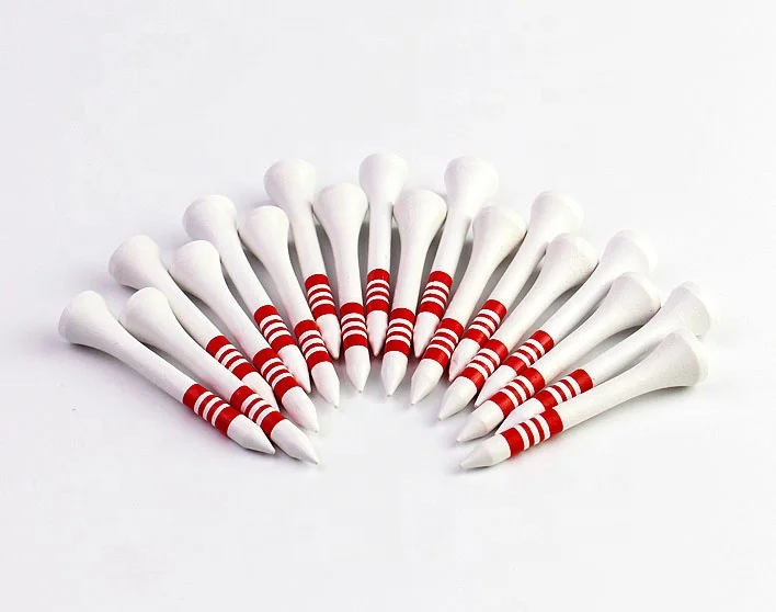 Factory Premium Golf Tees Custom Logo Printed Colorful Stripe Eco Durable Bamboo Wooden Golf Pegs