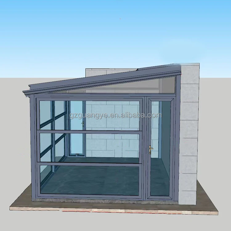 Patio Fireplace Sunroom Enclosure Aluminium Backyard Glass House Veranda With Glass Partitions Window